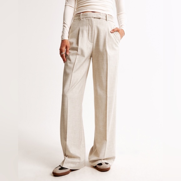 Abercrombie & Fitch Cream Wide Leg Pants - Picture 1 of 16